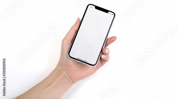 Fototapeta Mokup - Digital Connection - Holding a Blank Smartphone Screen