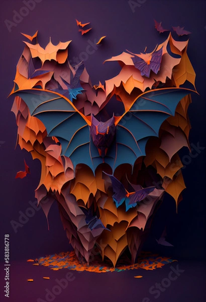 Fototapeta Beautiful geometric Bats concept, abstract  background. Generative AI technology.
