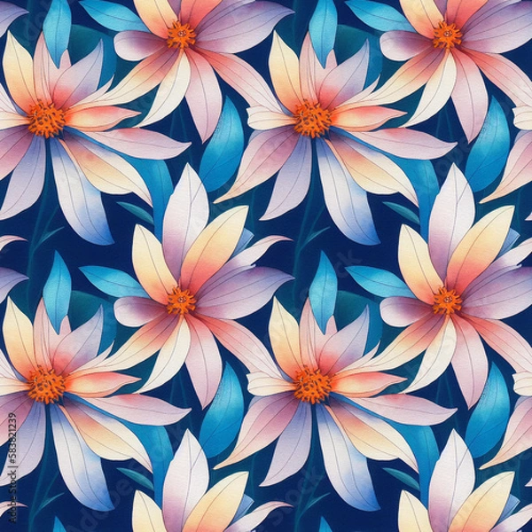 Fototapeta Abstract floral seamless background - AI generated image