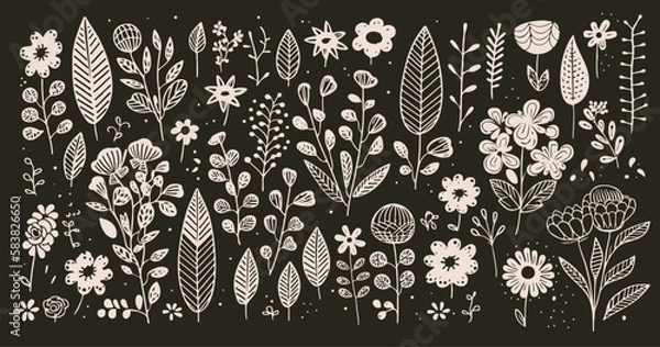 Obraz ラフな手書き風　植物のベクター素材	
