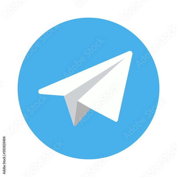 Fototapeta icon social media icon White paper plane on blue background. Vector illustration.