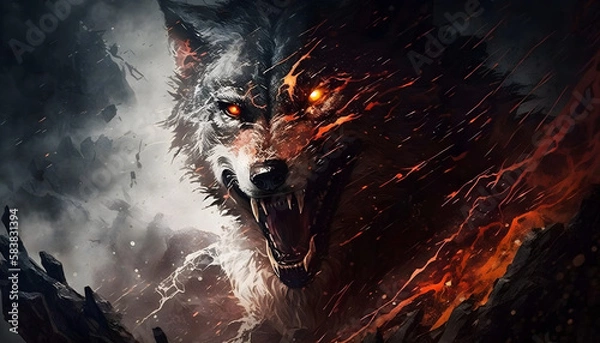 Fototapeta Epic Fenrir. Generative AI