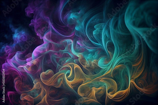 Fototapeta Colored smoke on black background. Abstract background