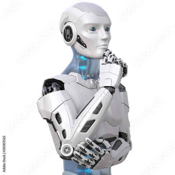 Fototapeta Human like a robot in a pensive posture