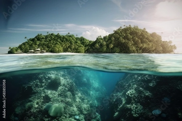 Fototapeta Rock Islands and Coral Reef. Generative ai