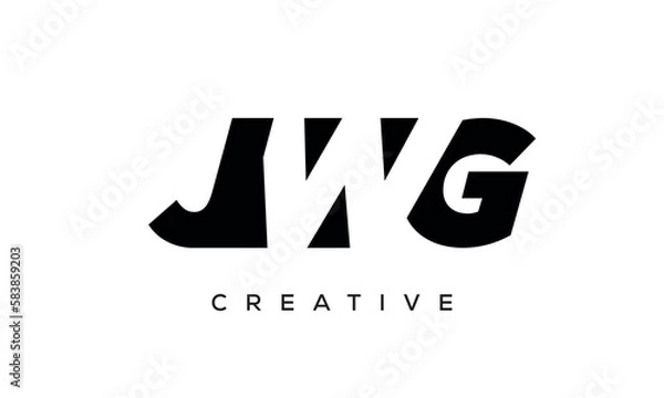 Fototapeta JWG letters negative space logo design. creative typography monogram vector	
