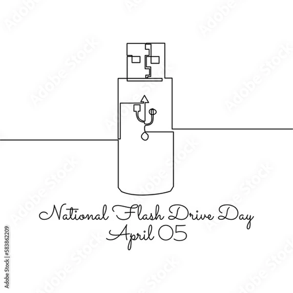 Fototapeta single line art of national flash drive day good for national flash drive day celebrate. line art. illustration.