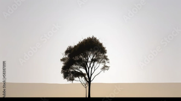 Fototapeta landscape illustration art of a tree silhouette - generative ai