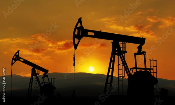 Obraz oil field and pump jack