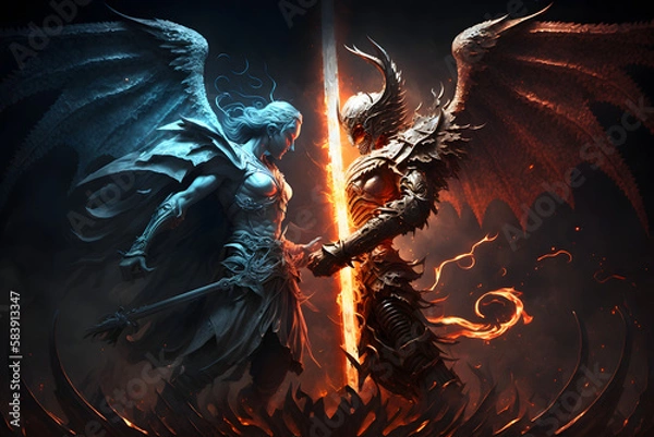 Obraz An epic battle of alter egos. Generative AI