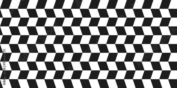 Fototapeta Checkerboard convex pattern. Optical racing flag, black and white. Diagonal rectangles.