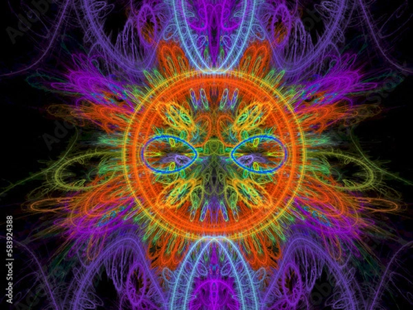 Fototapeta Abstract Magic energy multicolored fractal. 3D rendering.