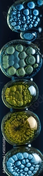 Fototapeta Ultra macro photography of fantastic colourful microorganisms, made with Generative AI