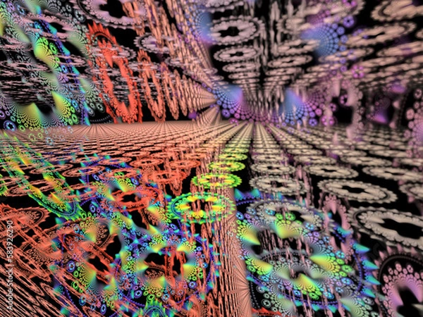 Fototapeta Abstract Magic energy multicolored fractal. 3D rendering.