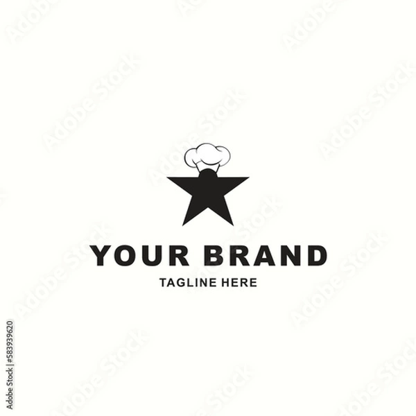 Fototapeta star logo with an elegant chef's hat suitable for your restaurant