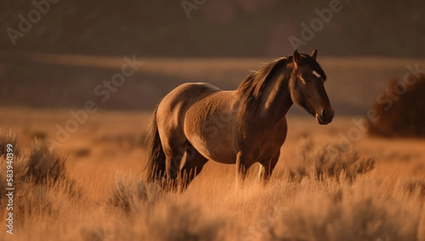 Fototapeta horse in the field, Generative AI