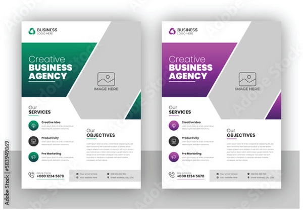 Fototapeta Corporate Business Flyer poster pamphlet anuual report brochure cover design layout background in two colors scheme vector template in A4 size