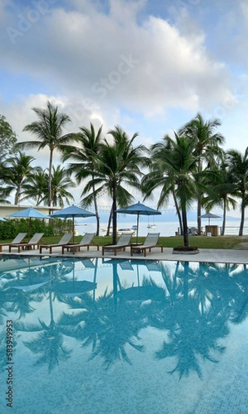 Fototapeta pool with trees