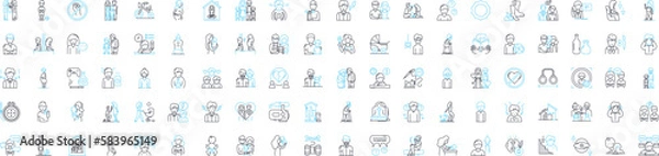 Fototapeta Family psychology vector line icons set. family, psychology, dynamics, structure, behavior, relationships, dynamics illustration outline concept symbols and signs