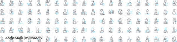 Fototapeta Occupation vector line icons set. Job, Work, Task, Profession, Post, Vocation, Calling illustration outline concept symbols and signs