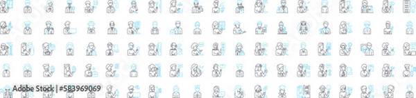 Fototapeta Avatars vector line icons set. Personas, Characters, Forms, Idols, Avatars, Representations, Embodiments illustration outline concept symbols and signs