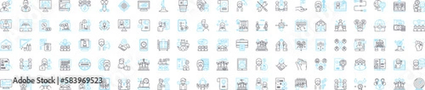 Obraz Business meeting vector line icons set. Business, Meeting, Conference, Client, Agenda, Group, Strategy illustration outline concept symbols and signs