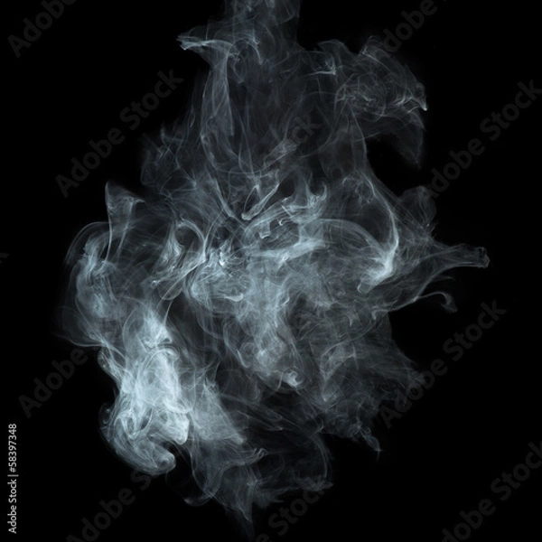 Obraz White smoke on black background