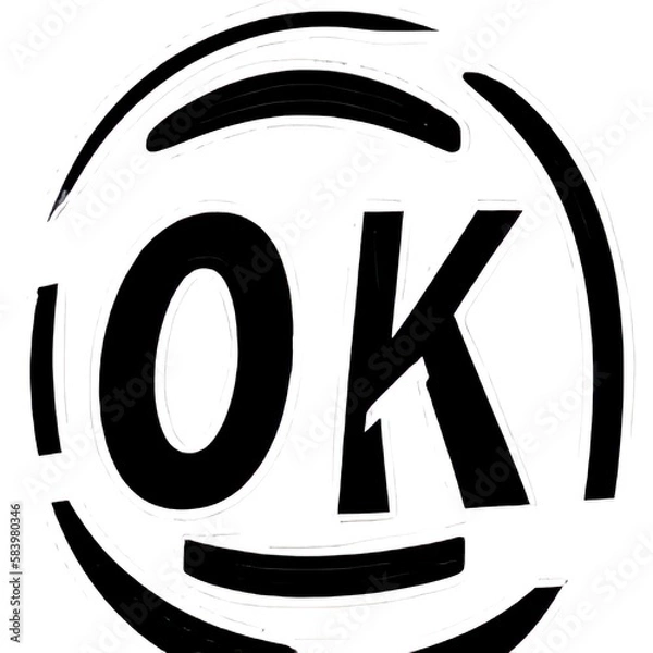 Obraz Word "OK". Lettering illustration. Generative AI