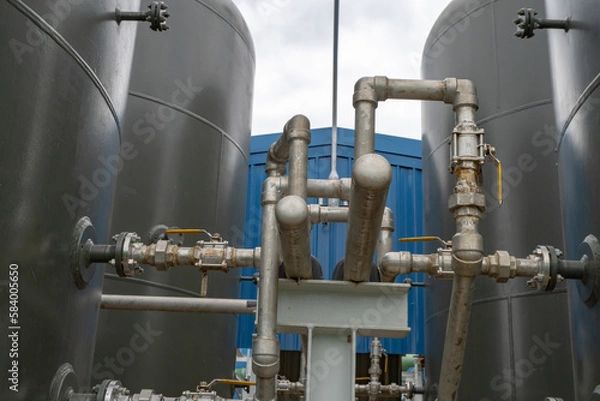 Obraz Air receiver tank for air compressor on power plant project. The photo is suitable to use for industry background photography, power plant poster and electricity content media.