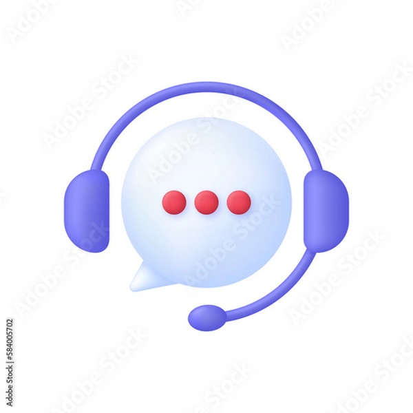 Obraz 3D Call center. Support service icon, customer consultation hotline, call center help.