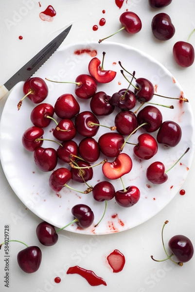 Obraz cherries on a white plate 