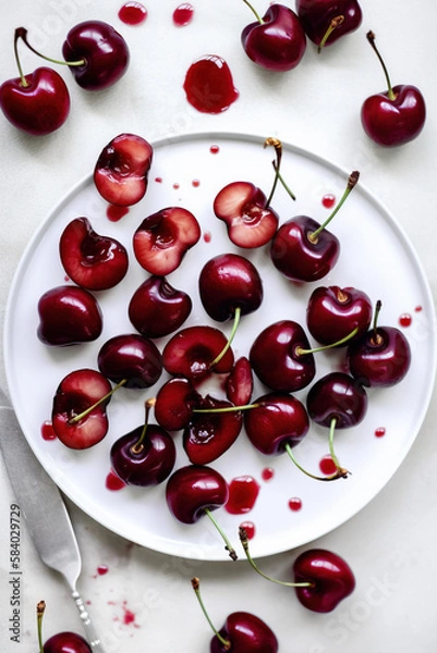 Obraz cherries on a white plate 