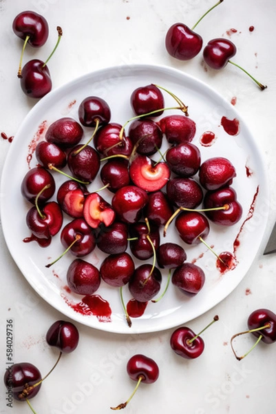Obraz cherries on a white plate 