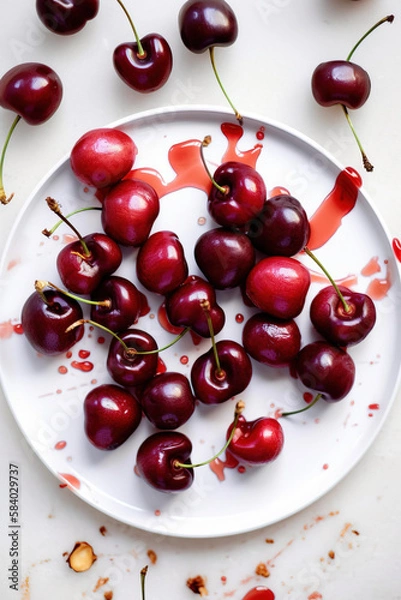 Obraz cherries on a white plate 