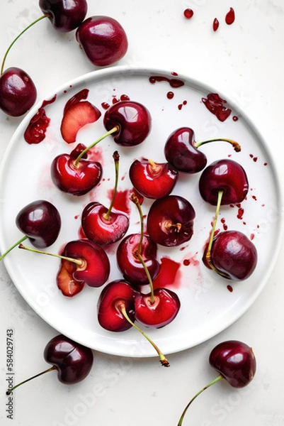 Obraz cherries on a white plate 
