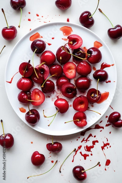 Obraz cherries on a white plate 