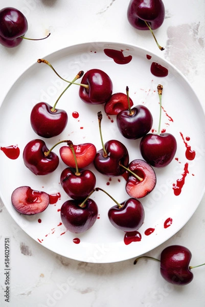 Obraz cherries on a white plate 