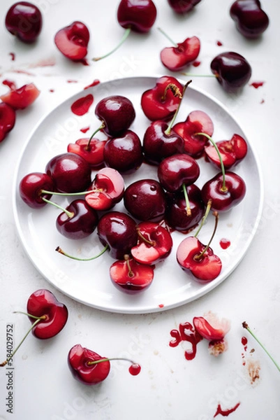 Obraz cherries on a white plate 