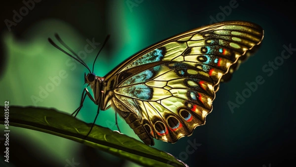 Fototapeta butterfly on leaf, Generative AI