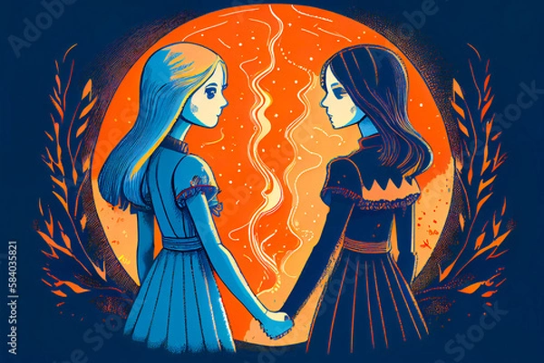 Obraz Friendship illustration. Love and friends. Empathy concept. Ai generative