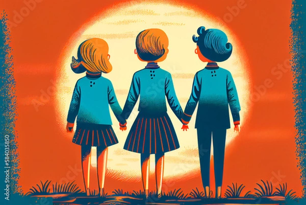Obraz Friendship illustration. Love and friends. Empathy concept. Ai generative