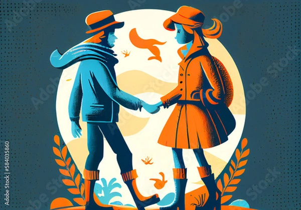 Obraz Friendship illustration. Love and friends. Empathy concept. Ai generative
