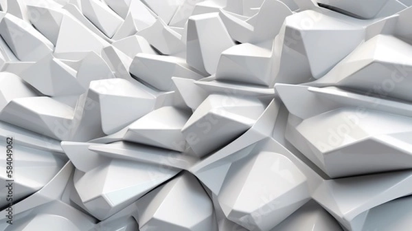 Obraz white futuristic geometry background, ai generated