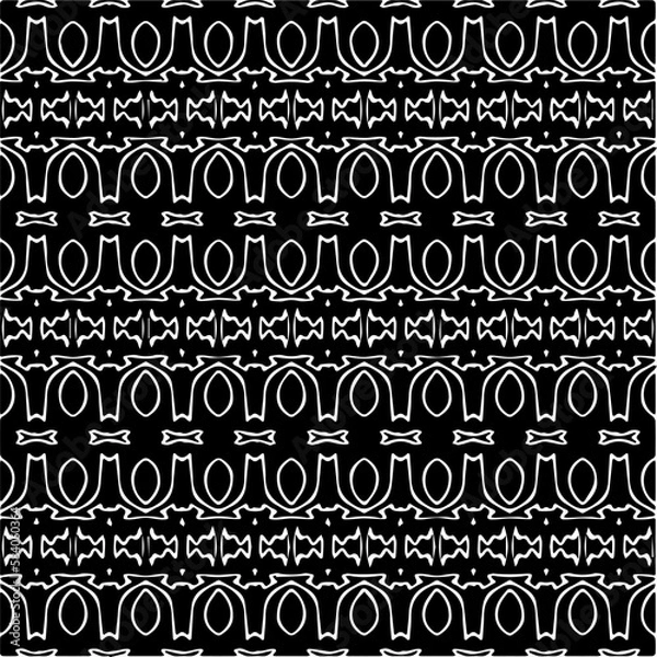 Obraz Vector geometric seamless pattern. Minimal ornamental background with abstract shapes. Black and white texture. Simple abstract ornament background. Dark repeat design for decor, fabric, cloth.