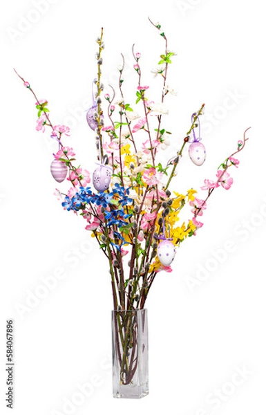 Obraz Easter bouquet of spring flowers with Easter eggs