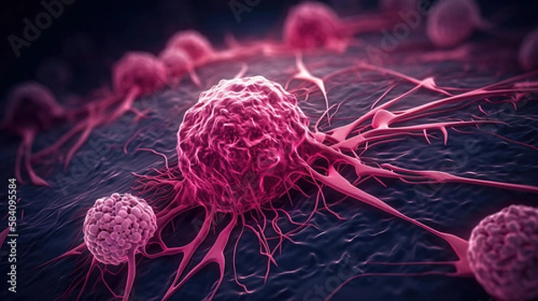 Fototapeta Close-up abstract cancer cells. generative AI