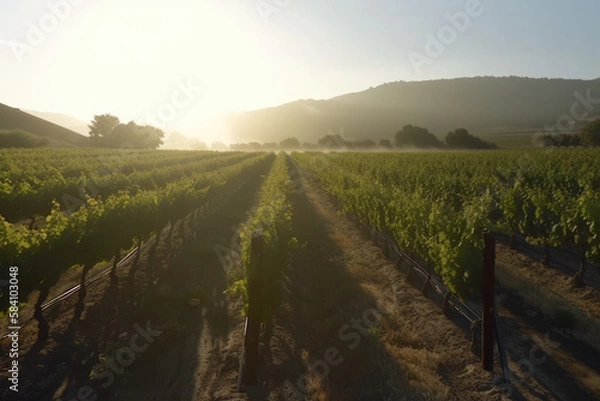 Obraz Sunrise Vineyard made with generative ai