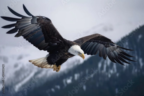 Obraz Bald Eagle in Winter made with generative ai