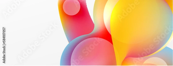 Fototapeta Fluid abstract background, round shapes and circle flowing design for wallpaper, banner, background or landing
