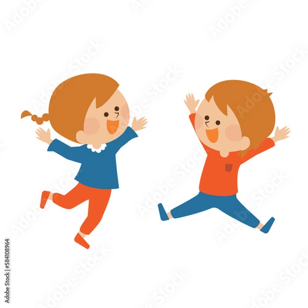 Fototapeta ジャンプする子供達のイラスト素材